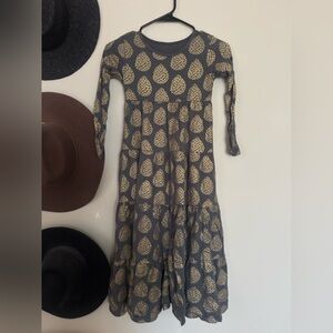 Kickee Pants Gray and Gold pinecone dress